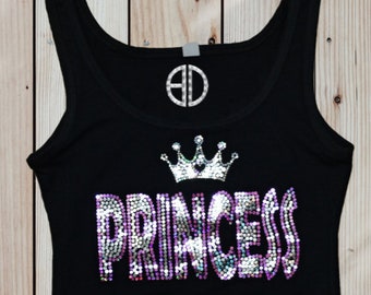 Princess Bling shirt sequins Tank Top glitter sparkly crown Tee