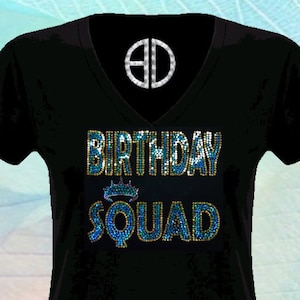Birthday squad Team bling shirt sequins tank top glossy sparkly glitter tee