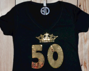 50th Birthday bling Shirt, Birthday Squad, 50 Birthday for Women, 50th Birthday Gift for Women, 50 Birthday Shirt, Birthday Party Shirts