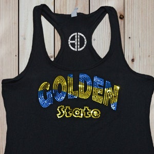 Golden State bling Tank Top, Holographic Sequin Shirt, Bling Sequin Racerback, glitter and sparkly shirt, team game, celebrating a birthday