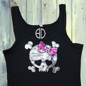 Camiseta com lantejoulas e caveira brilhante, sem strass, brilhante e sexy