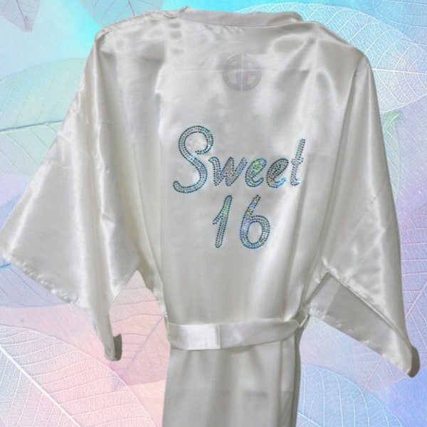 Sweet 16 Bling Robe, Glitter sweet 16 Robe sequins no rhinestones Sparkly