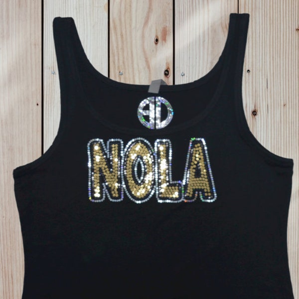 New Orleans  Nola Bling Shirt Sequins Tank Top glitter sparkly tee