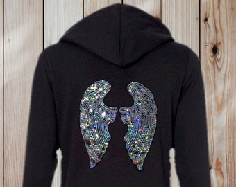 Shine in This Women's Angel Wings Bling Zip Hoodie Shine in This Women's Angel Wings Bling Zip Hoodie