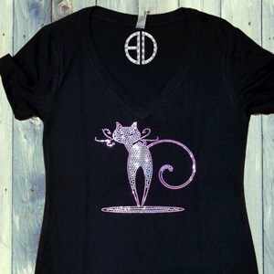 新品未開封 Treat Cat rhinestone T-shirts pink Rhinestone Cat Shirt - Etsy