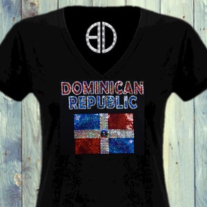 Dominican Republic bling shirt, camiseta de  Republica Dominicana en bling bling, Dominican flag shirt, Dominican top sequins glitter