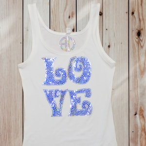 Love Bling Tank Top for Women – Sparkly Shirt, Fun Casual Wear, Gift for Her, Soft Fit, Statement Top, Summer Vibes, Holographic sequin