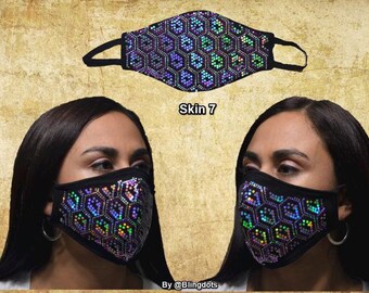 Face Mask Bling Mask Custom Holographic Reflective Etsy