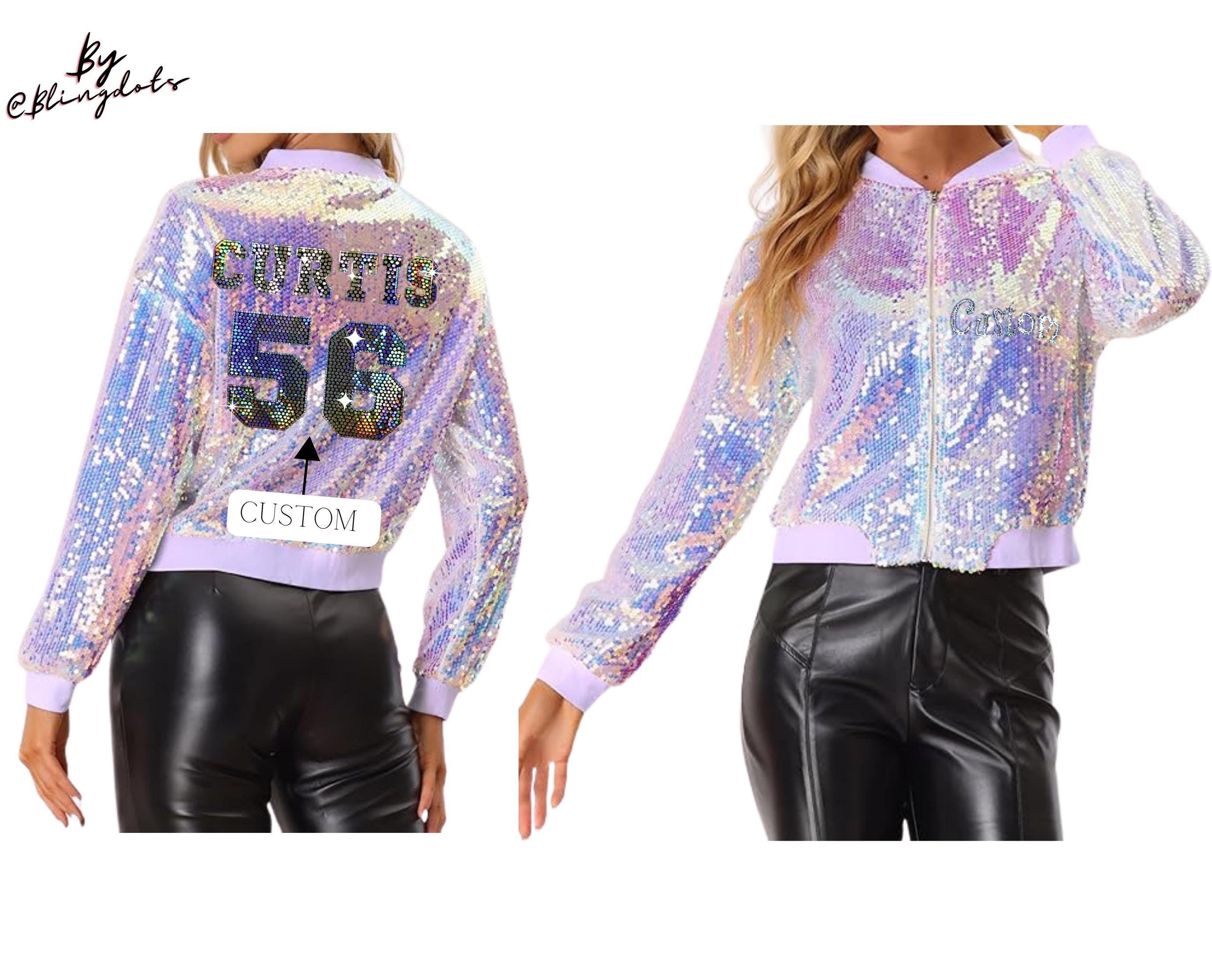 Veste à Paillettes Femme - Style Pilote, Courte, Col Montant, Fermeture Éclair - Pour Soirée, Streetwear - 8