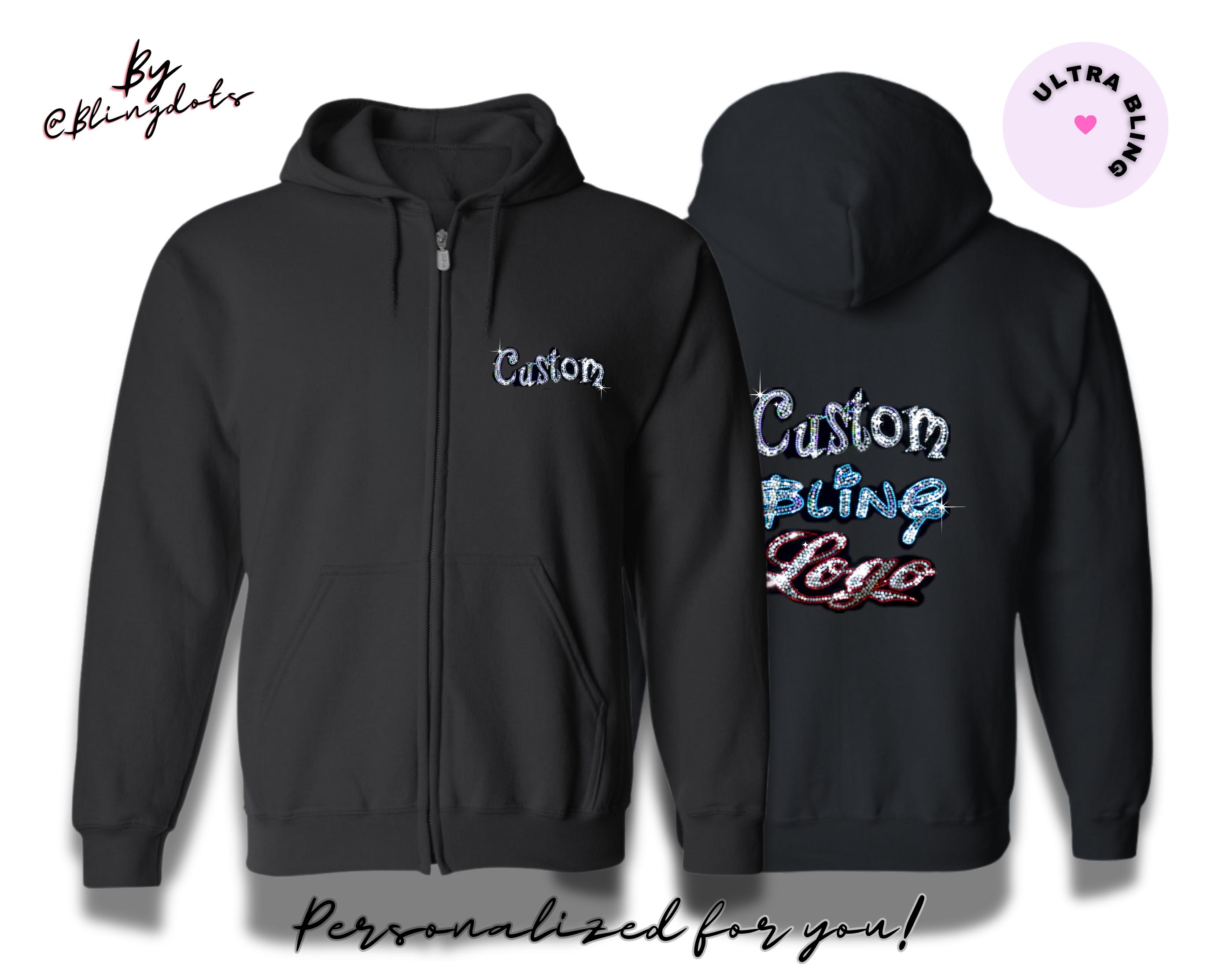 Custom Bling Sequin Zip Hoodie - Sparkly Sequin Emblem