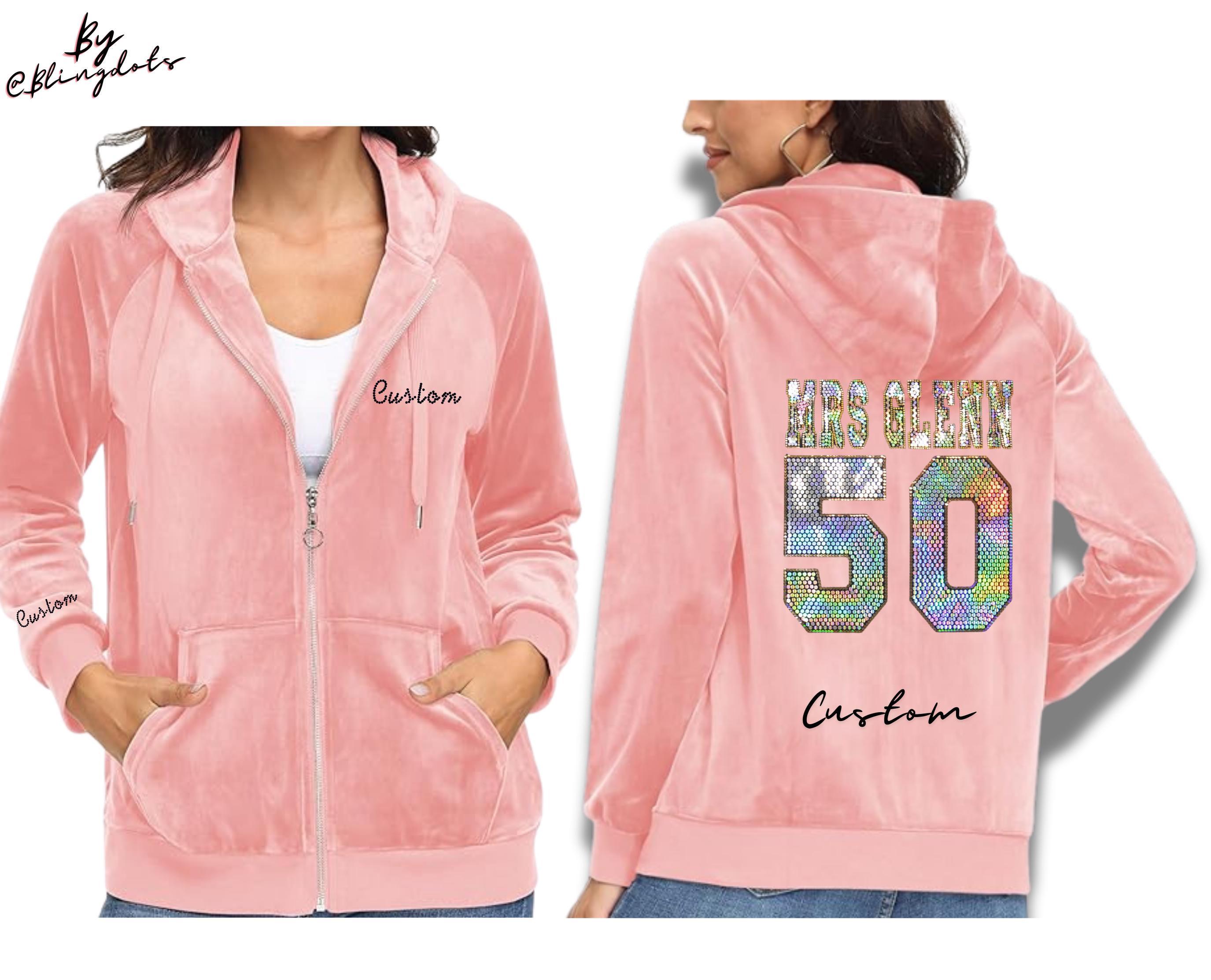 Custom Velour Velvet Jacket – Personalized Bling Text, Cozy Winter