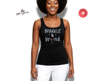 Sparkle & Wine Bling Shirt – Chic Glitter Tee for Wine Lovers  Holographic Sequin Tank  Fun Girls Night Outfit, Stylish Gift for Her