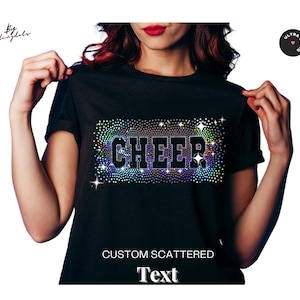Custom Scattered Bling Lettering Shirt, Personalized Sparkling Glitter Tee, Sequined Shirt, Cascade Effect, Bling Burst Sprinkled Design top