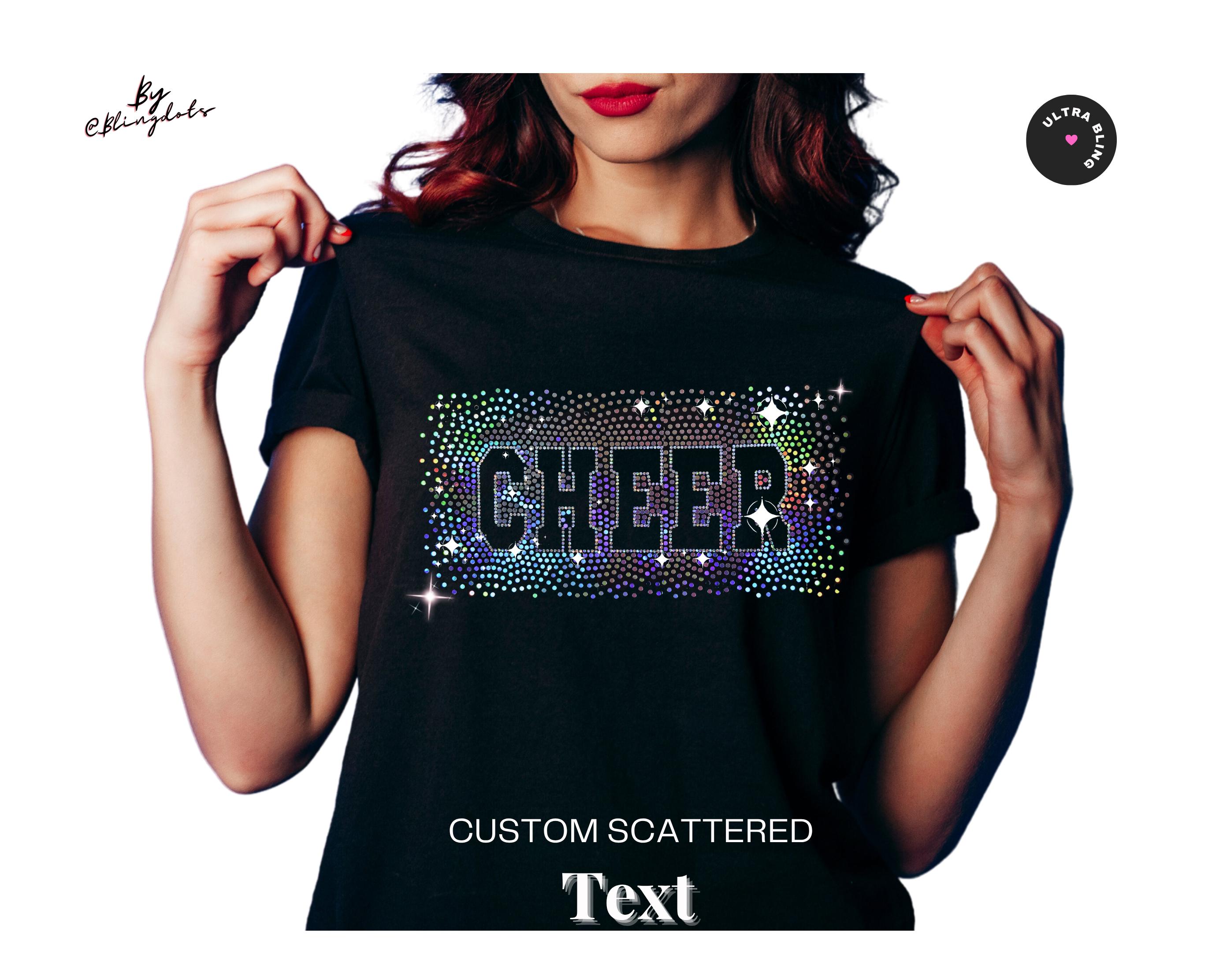Custom Scattered Bling Lettering Shirt, Personalized Sparkling Glitter Tee, Sequined Shirt, Cascade Effect, Bling Burst Sprinkled Design Top, image size:2750x2225