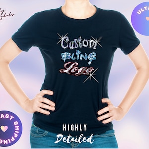 Custom bling tee, Special Design, Bling art shirt, Custom Bling oversized Logo , Personalized Sequins, Glitter tee, company logos, group