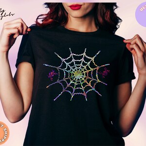 Spiderweb Bling shirt - Happy Halloween Spider Web Bling Shirt, Halloween glitter tee, Halloween Spider Web Bling Shirt, Happy Halloween