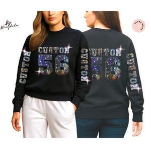Custom Bling Jersey Sweatshirt – Ultra Sparkle with Personalized Name & Number, Personalized Bling Sweatshirt, Glitter sparkly logo