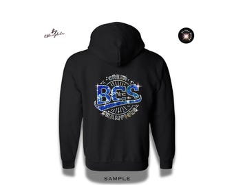 Gepersonaliseerde bling hoodie met rits - glinsterende uniseks pailletten jas - custom ontwerp tekst - sprankelende trui hoodie - aangepaste kleur sweater