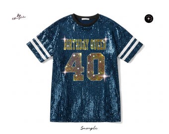 Customized Sequin Tunic Jersey Dress Bespoke Name Number Special Event Outfit Radiant Party Shirt Dress Oversized Glam Night Out Celebration