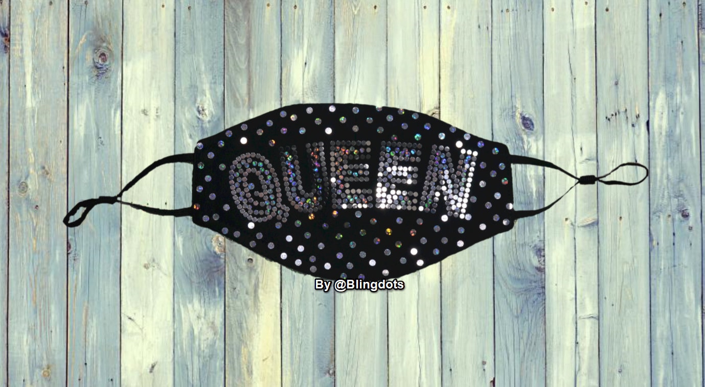 Queen mask, queen bling mask, cute fashion mask, reusable and washabl…