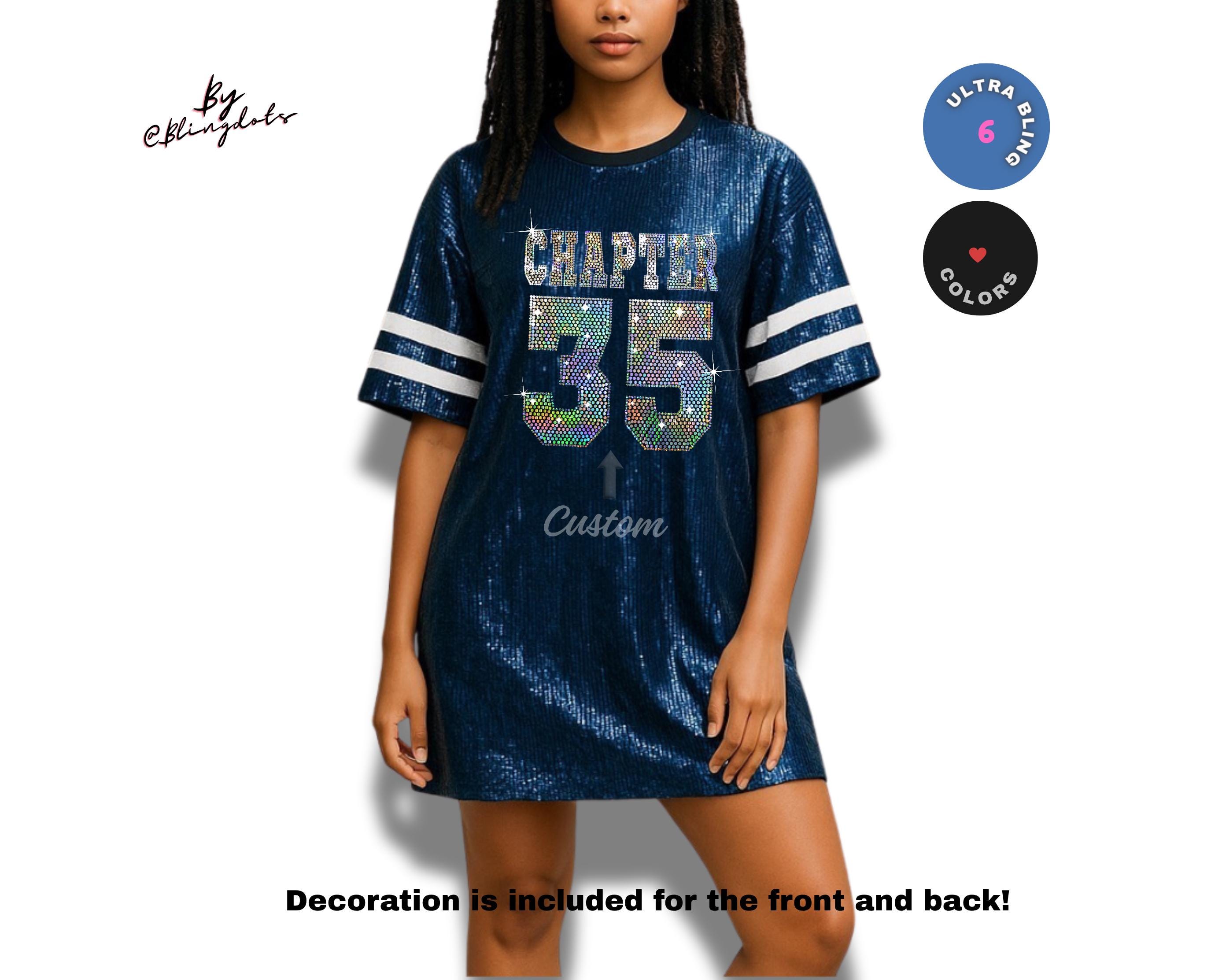 Custom Chapter Birthday Bling Sequins Dress Long Shirt Tunic