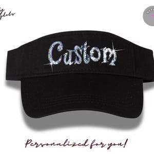 Custom bling Visor, Sequins Sparkly Glitter visor, sparkles visor, custom text visor, personalized glitter visor, custom bling text visor