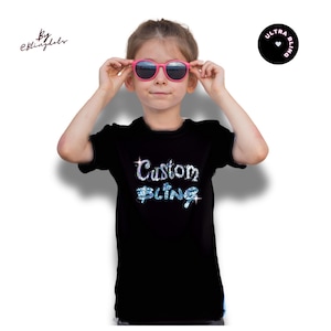 Custom Bling Shirt for Girls and Youth – Sparkling Handcrafted Sequin Tee – Personalized Glamour Sparkle wear for Kids and Teens