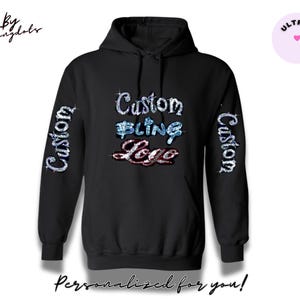 Custom Bling Sequin Pullover Hoodie - Glittery Unisex jacket with Personalized Logo, Team Text - Company Logo - Add Sparkle to Your Outfit