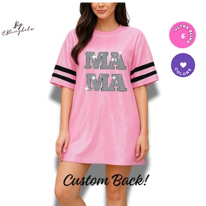 Perfect Mother&#39;s Day gift, customizable bling dress to make mom shine. Personalized shimmering sequin tunic, Celebrate Mama Day tunic jersey
