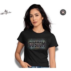 Scattered Burst Pattern Glitter Tee – Custom Sequined Letter Shirt with Sparkle Cascade Effect, Flashy Shine Accents, and Personalized Bling