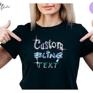 Custom Bling Text Shirt - Personalized Holographic Sequins - add your text - Free Fast Shipping -Matching Shirts, Group Themes & Birthday