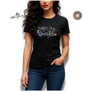 Camiseta en bling personalizada,  top en lentejuelas brillantes, camiseta con lentejuelas luminosas, camiseta con apliques para mujer.