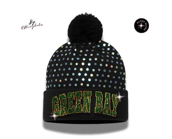 ✨? **Custom Bling Green Beanie Alert!** ?✨ Emerald Knit Rhinestone Beanie and Mittens Set – Packed Party main image 4