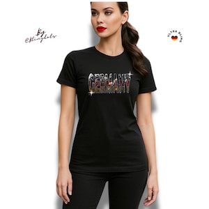 Camiseta brillante de Alemania para mujer: camiseta sin mangas con lentejuelas y diseño de la bandera de Alemania. Camiseta brillante con lentejuelas, moda patriótica para aficionados al fútbol.