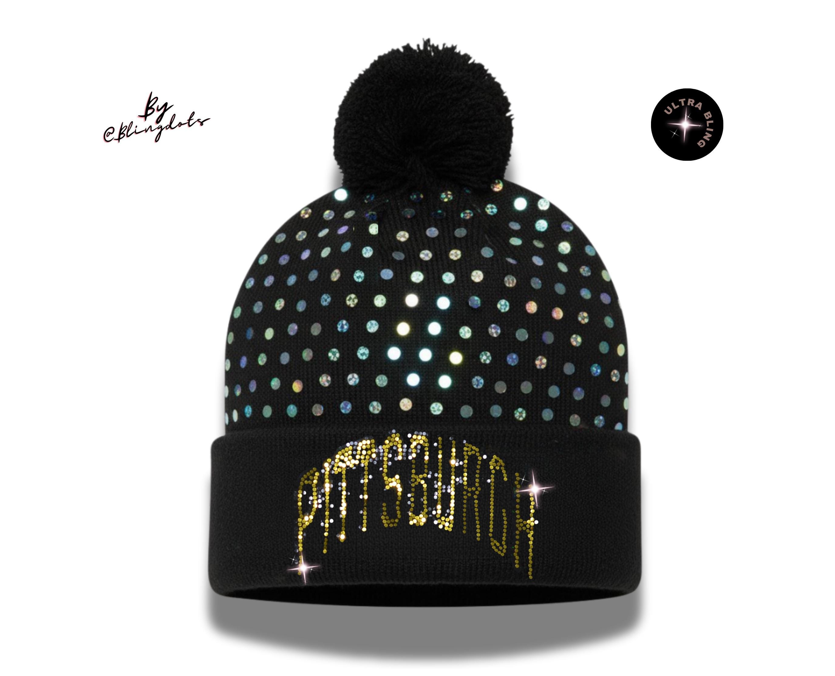 Pittsburgh Sequin Pom‑pom Beanie | Pennsylvania Bling Hat  display picture 2