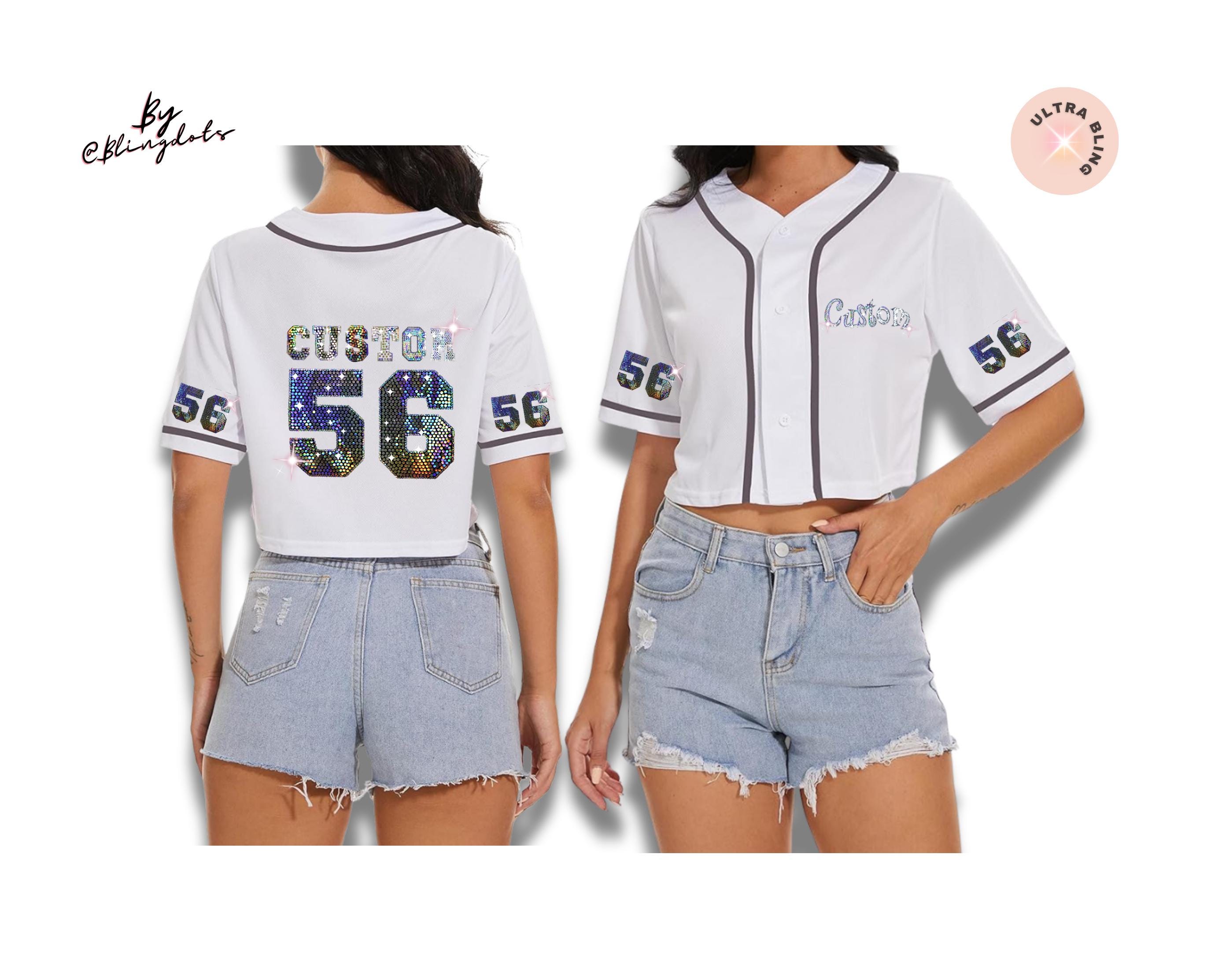 Baseball Crop Top Jersey – Custom Bling Shirt for Concert, Games
