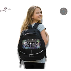 Custom bling backpack scattered glitter personalized cheer dance gymnastic volleyball school team competition sports bag sparkle sequins