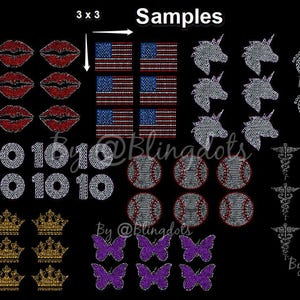 Custom Bling Iron-On Transfer Set (Pocket Size) – Set of 6 Sequin Transfers, Glitter Bling Hotfix Decals, Perfect for Caps or 3x3 Designs