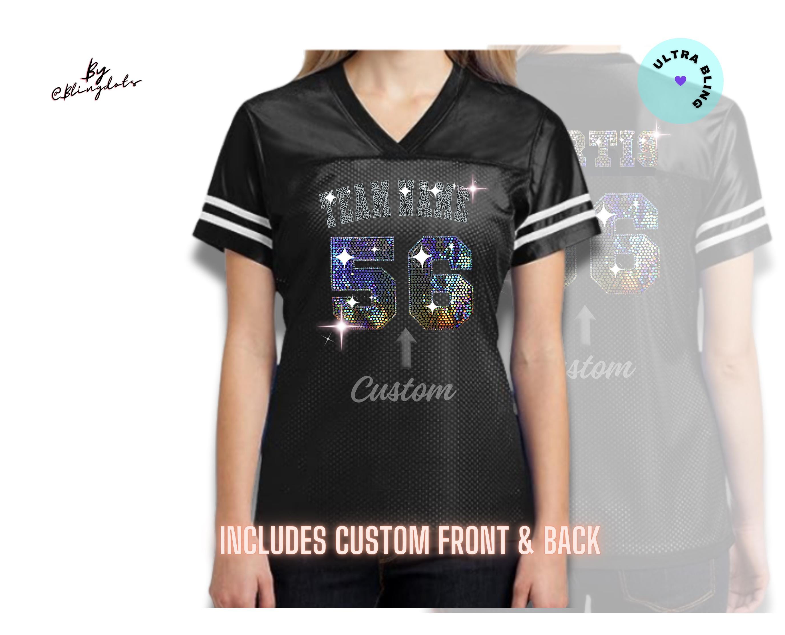 Bling Football Jersey, Custom Football Jersey, Personalized