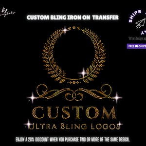 Custom Bling Iron-On Transfer – Personalized DTF Decal for Teams, Sequin Logos, Company Branding, Events, Glitter Hotfix & Sequin Appliques