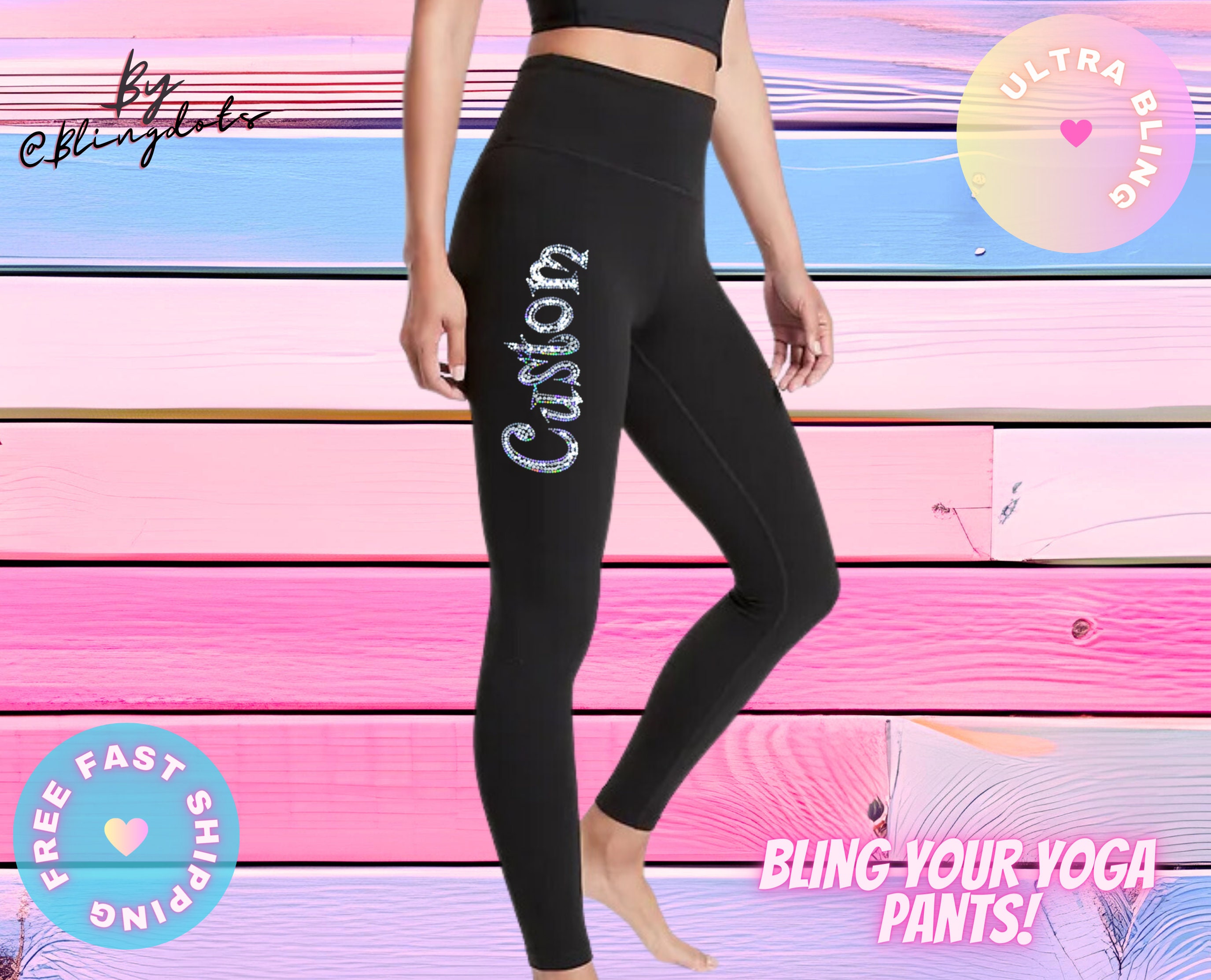 Personalized Leggings, Sport-tek Ladies Leggings, Custom Leggings, Black  Leggings, Team Leggings, Cheer Leggings LPST890 