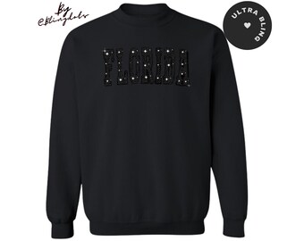 Black Eye Patch♡ RHINESTONE B EMBLEM CREW SWEAT BlackEyePatch】RHINESTONE B EMBLEM CREW SWEAT