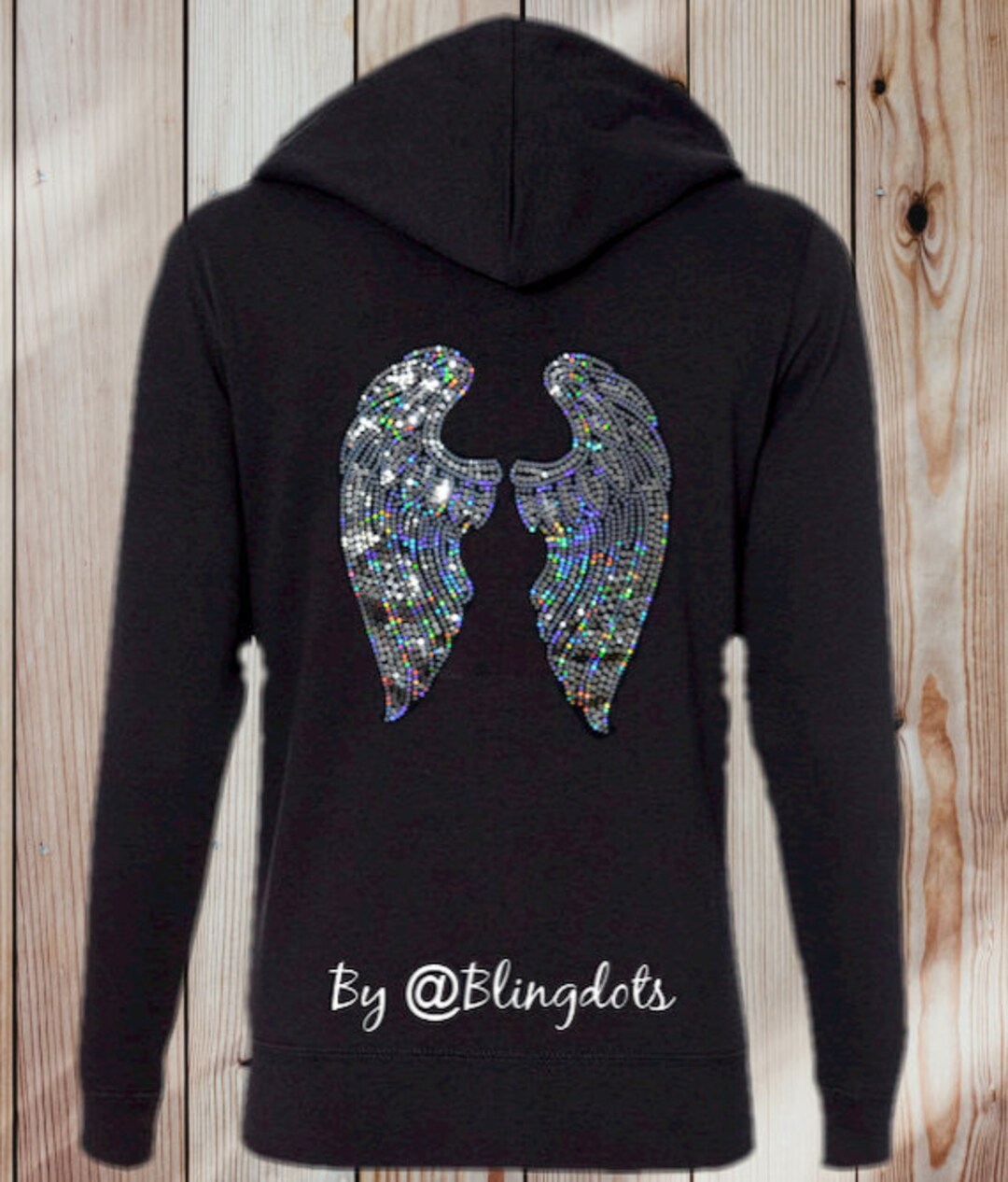 Shine in This Women's Angel Wings Bling Zip Hoodie Shine in This Women's Angel Wings Bling Zip Hoodie