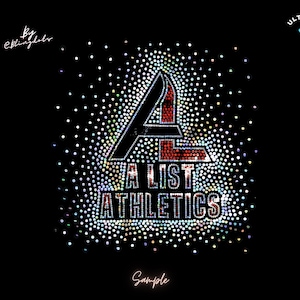 Custom Scattered Bling Logo Iron On Transfer | Personalized Starburst Sequin Design | Bedazzled Spread Out Glitter Brand Decal for Shirts