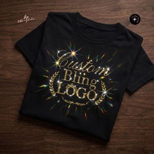 Custom Bling Shirt Logo Sequin tank top bling personalize design glitter text for business Logotype in Bling team emblem sparking Logo