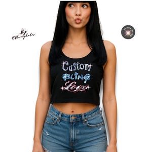 Custom Bling Crop Top in Ultra-Bling Holographic Sequins Versatile and Dazzling glitter Fashion for Performers Dancers Bartenders Athletes