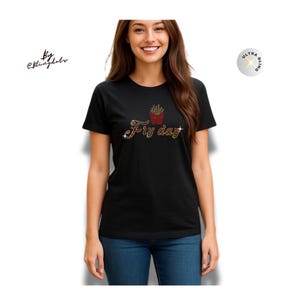 Fry Day Bling Tank Top - Freitag glitzerndes Wochenend-Shirt, lustige Freizeitkleidung, Geschenk für Sie, Sommer-Vibes, Foodie-Shirt, holografisches Pailletten-Shirt