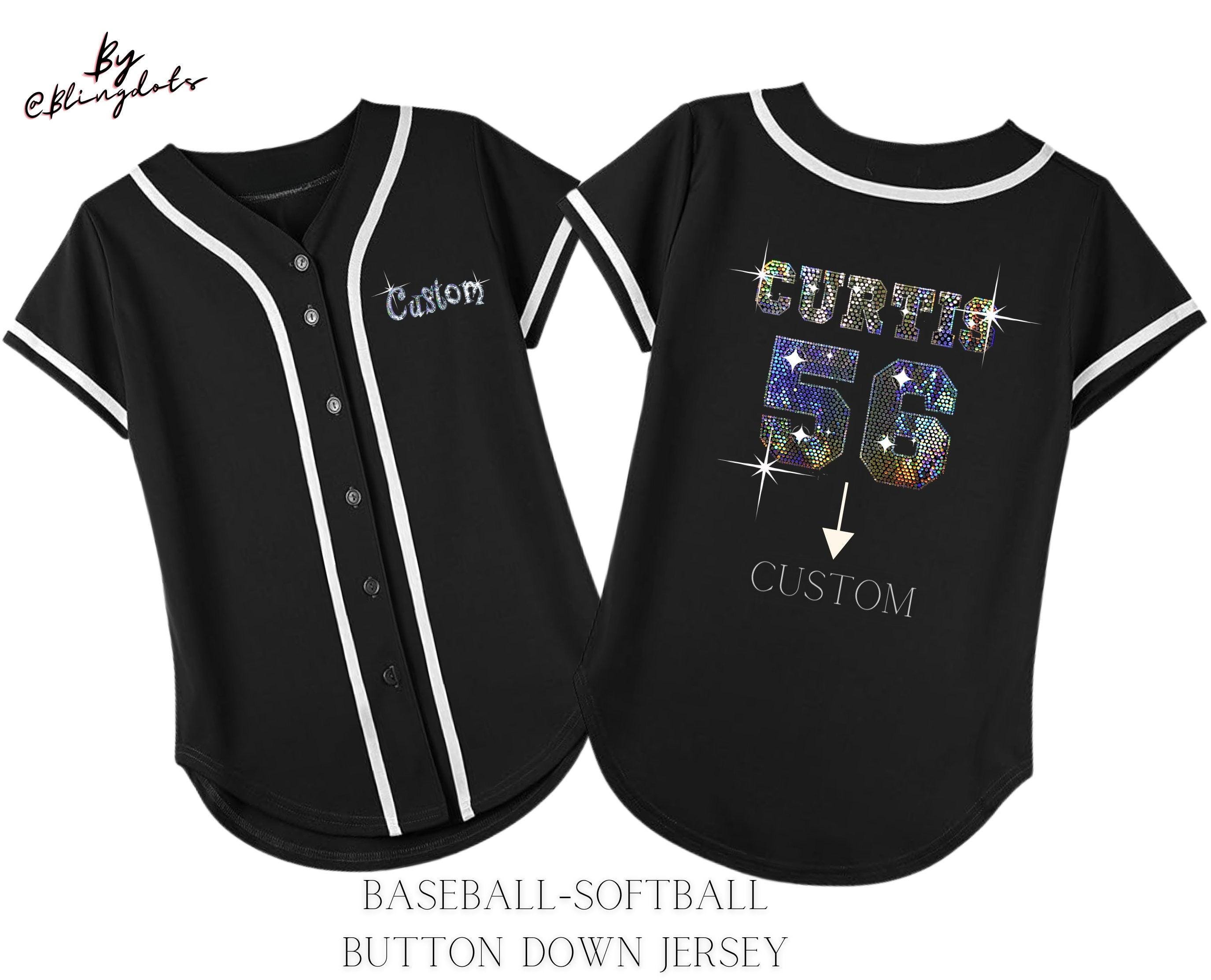 シャツ Rhinestone Baseball Jersey Custom Bling Baseball Jersey, Bling Jersey, Custom Logo, Add Your