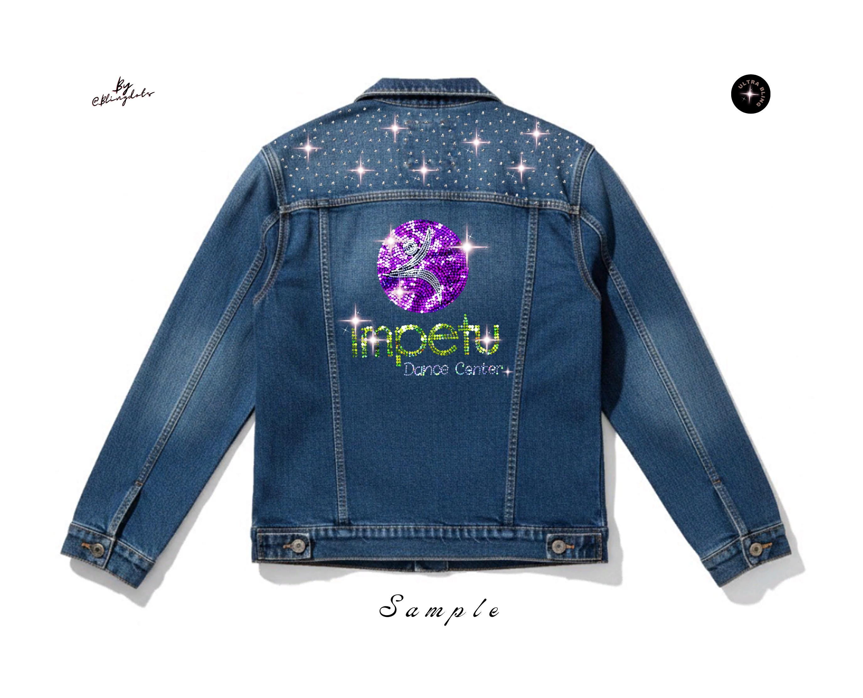 Custom Sequin Denim Jacket Business Logo Bling Jean Coat