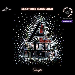 Benutzerdefiniertes vereinzeltes Bling-Logo zum Aufbügeln, personalisiertes Starburst-Effekt-Bling-Design, verzauberter Paillettentext, ausgebreitetes Glitzer-Logo